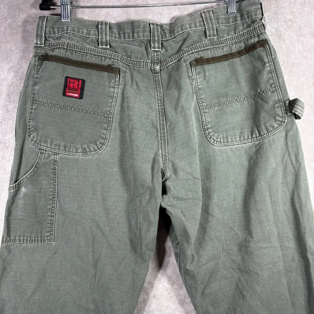 Wrangler RIGGS Ripstop Pants Mens 38x30 Green Workwear Carpenter Utility Jeans